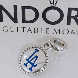 Pandora MLB LA Los Angeles Baseball Team Exclusive Dangle Charm Pendant S925 ALE